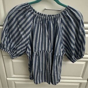 Old navy blue white stripe peplum top